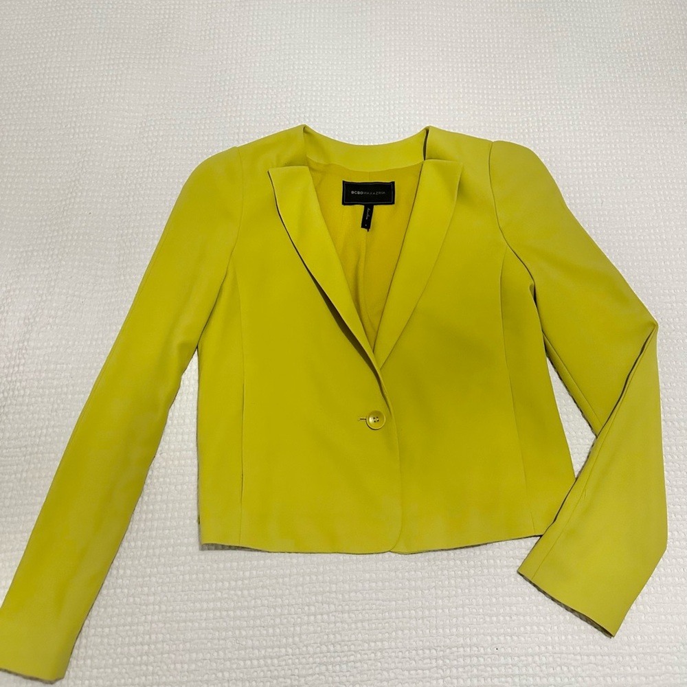 BCBGMaxazria chartreuse blazer pantsuit set - Picture 3 of 8